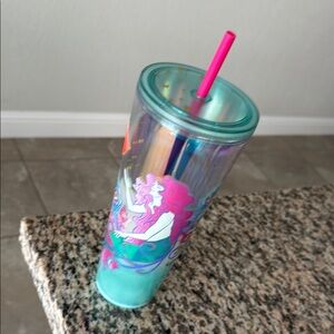 Mermaid Themed Tumbler with Straw
